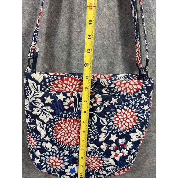 Vera Bradley Triple Zip Cross Body Bag Floral Red/White/ Blue Medium - Picture 7 of 11